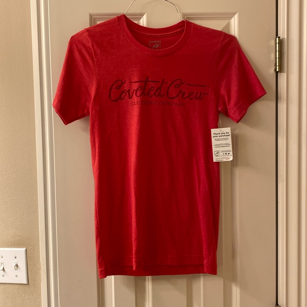 Coveted Crew XS Heather Red T-shirt. NWT.